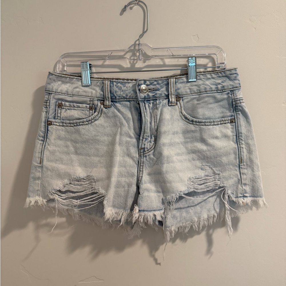 American Eagle Outfitters Frayed Light Blue Jean Shorts